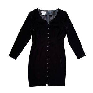 Maggy London Black Velvet Sheath Dress Sweetheart Neckline Long Sleeve Size 10